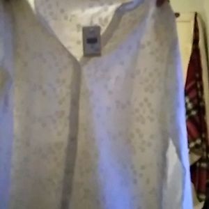 Studio west button down flower embroidered white shirt